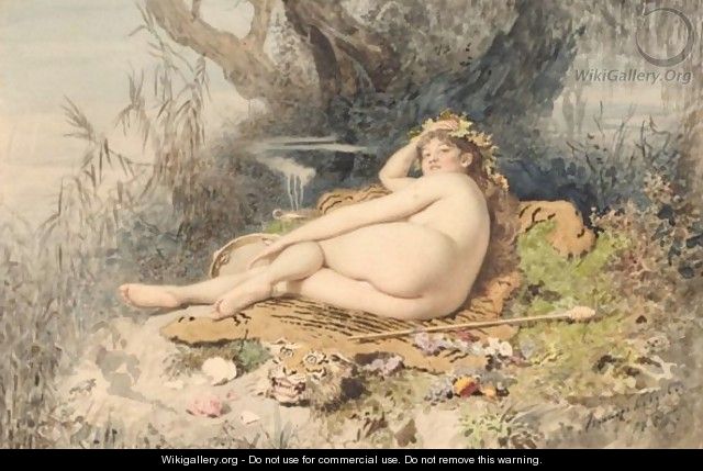 Mythical Nude In Landscape - Russian School