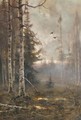 Forest At Dawn With Ducks In Flight - Vladimir Leonidovich Muraviov