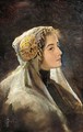 Russian Beauty In Traditional Headdress - Sergei Sergeevich Solomko