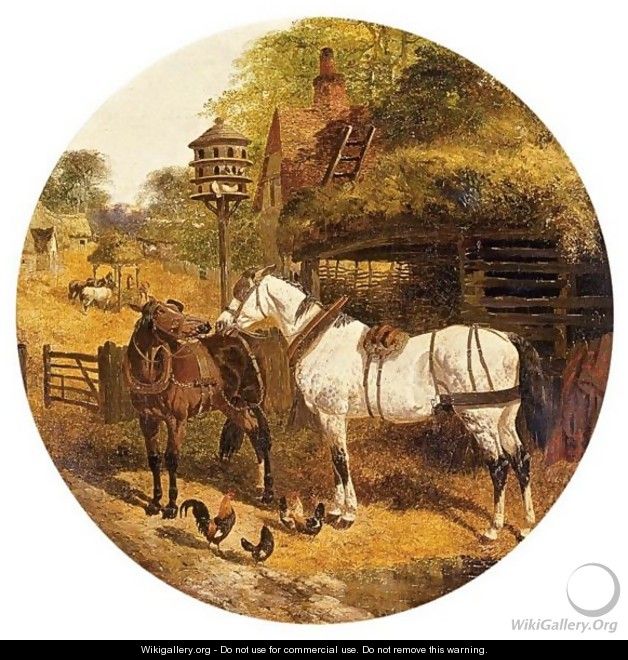 Cart Horses In A Yard - John Frederick Herring, Jnr.