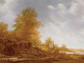 River Landscape With Figures Fishing In The Distance - Jacob van Mosscher