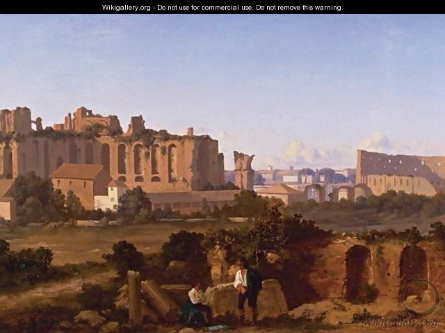 Two Artists Sketching Among Roman Ruins - French School