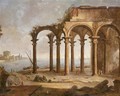 Capriccio Of Ruins By A Port With Figures And Boats, The Castel Sant