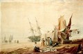Figures Unloading Boats On The Shore - (after) William Henry Pyne