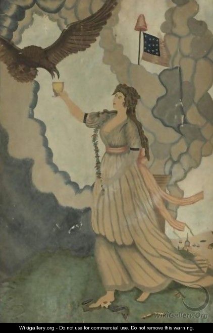The Goddess Of Liberty In The Form Of Youth Offering Sustenance To The American Bald Eagle - American School