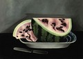 Watermelon On A Blue Oblong Platter - (after) John Sherburne Blunt
