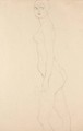 Akt Nach Links, Studie Fur 'Die Freundinnen' (Nude Turned To The Left, Study For 'Die Freundinnen') - Gustav Klimt