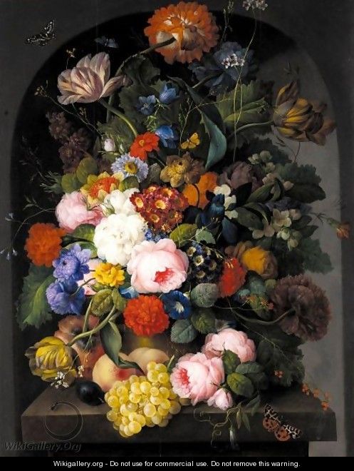 Ein Strauss Mit Rosen, Tulpen Und Mohnblume (Still Life With Roses, Tulips And Poppy) - Franz Xaver Petter