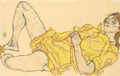 Liegende Frau In Gelbem Kleid (Reclining Woman In Yellow Dress) - Egon Schiele