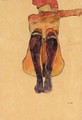 Sitzender Akt Mit Lila Strumpfen (Seated Nude With Violet Stockings) - Egon Schiele