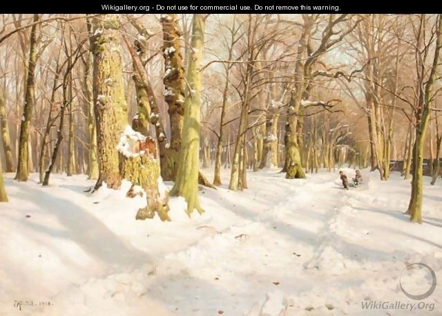 Children Playing In The Snow - Peder Monsted