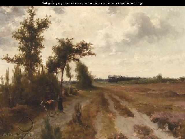 A Peasant Woman And Cow On A Path - Theodore Gerard