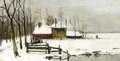 A Farm In A Winter Landscape - Geo Poggenbeek