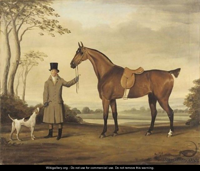Cavalier A Cote De Son Cheval Dans Un Paysage english School, 19th Century Rider And Horse In A Lanscape - Ecole Francaise, Xixeme Siecle