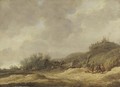 Chaumiere Dans Un Paysage De Dunes Avec Des Promeneurs circle Of Jan Van Goyenfigures Near A Cottage - Jan van Goyen