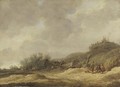 Chaumiere Dans Un Paysage De Dunes Avec Des Promeneurs circle Of Jan Van Goyenfigures Near A Cottage - Jan van Goyen