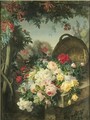 Jete De Fleurs Et Panier Sur Un Entablement - Jean-Louis Bonthoux