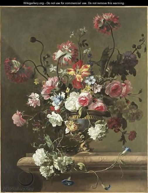 Vase De Fleurs Sur Un Entablement De Marbre - Nicholas Ricoeur