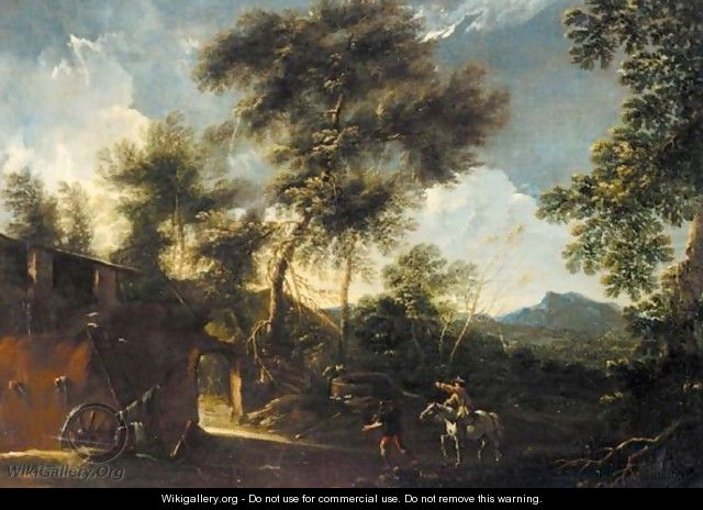 A Landscape With A Man On Horseback And Another Figure Before A House - (after) Bartolomeo Pedon