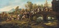 River Landscapes With Cavalry Crossing A Bridge - Pietro Graziani