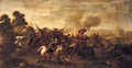 A Battle Scene With Turks And Christians Before A Bridge - (after) Jacques (Le Bourguignon) Courtois