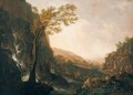 An Italianate Landscape With Travellers On A Road Beside A Waterfall At Dusk - (after) Jan Both