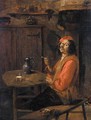 An Interior With A Boor Drinking And Smoking - Abraham Diepraam