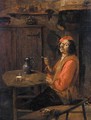 An Interior With A Boor Drinking And Smoking - Abraham Diepraam