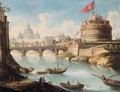 Rome, A View Of The Ponte Sant'Angelo And The Castel Sant'Angelo With The Basilica Of Saint Peter's Beyond - (after) Antonio Joli