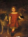 Portrait Of A Young Girl And Her Pet Dog - English School