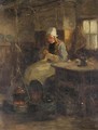 Darning By The Fire - Ralph Hedley
