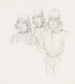 Study Of Three Man In Renaissance Dress - Richard Parkes Bonington