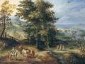 An Extensive Wooded Landscape With Travellers On A Path - Joseph van Bredael