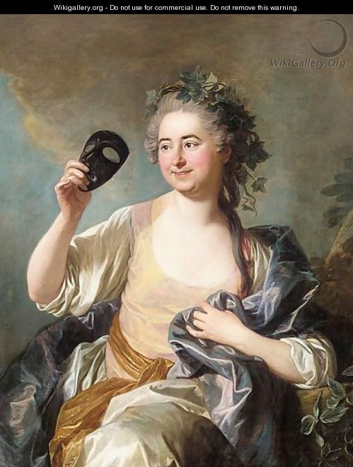 Portrait Of Francoise Laurette Randon De Malboisiere, Nee Piquefeu (1722-89) As Thalia, Muse Of Comedy - Louis Michel van Loo