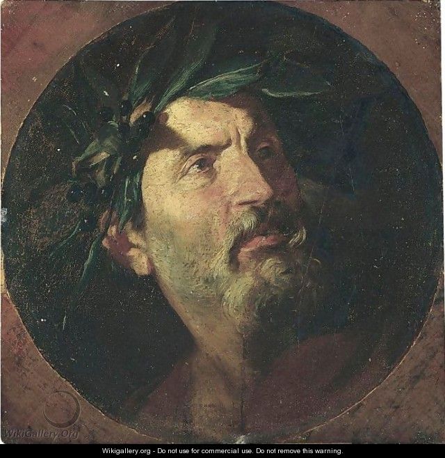 Study Of The Head Of An Old Man Crowned With Laurel, Probably A Poet - (after) Andrea De Lione