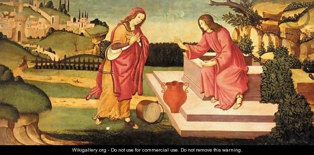 Christ And The Woman Of Samaria At The Well - (after) Sandro Botticelli (Alessandro Filipepi)