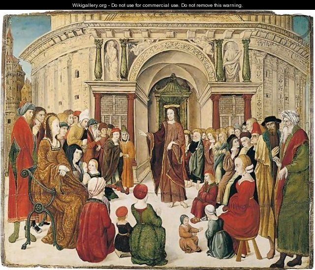 Christ Preaching Before A Classical Temple - Piedmontese School