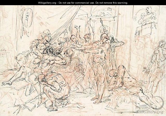 Roman Soldiers Around A Dying Man - Giovanni Battista Marcola
