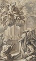 A Bishop And Other Figures Adoring A Vision Of Christ In Glory - Giuseppe Nicola Nasini