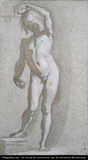 A Nude Youth With His Arm Extended Over His Head - (after) Santi Di Tito