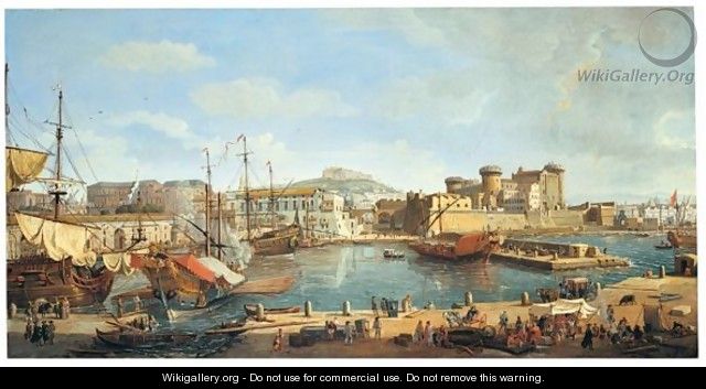 Naples, A View Of The Darsena - Caspar Andriaans Van Wittel