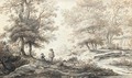 Wooded Landscape With Two Figures Resting By A Stream - Aernout Ter Himpel