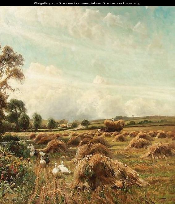 Ducks In A Harvest Field - Arthur William Redgate