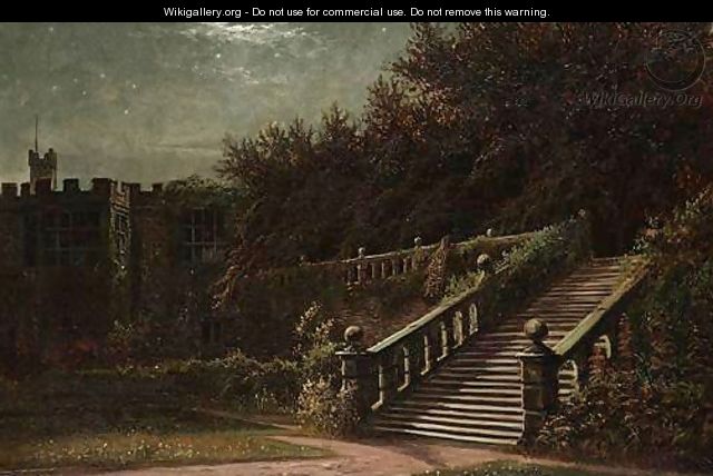 The Terrace, Haddon Hall, Derbyshire By Moonlight - Arthur William Redgate