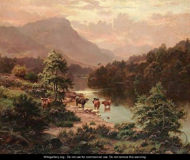 Cattle By A River - Edgar Longstaffe