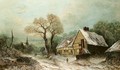 Winter Landscape With Cottage - A. Newby