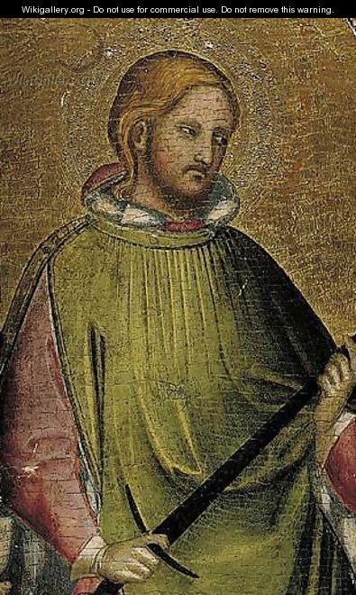 A Young Male Saint, Half Length, Holding A Sword, Probably Saint Julian The Hospitator - (after) Agnolo Gaddi