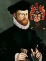 Portrait Of A Count Of Teylingen, Half Length, Wearing A Black Doublet And Cap, And Holding Gloves - Dutch School