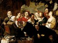 A Merry Company Feasting - (after) Adriaen Van Utrecht