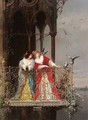 Two Ladies On A Balcony - Arnoldo Corrodi